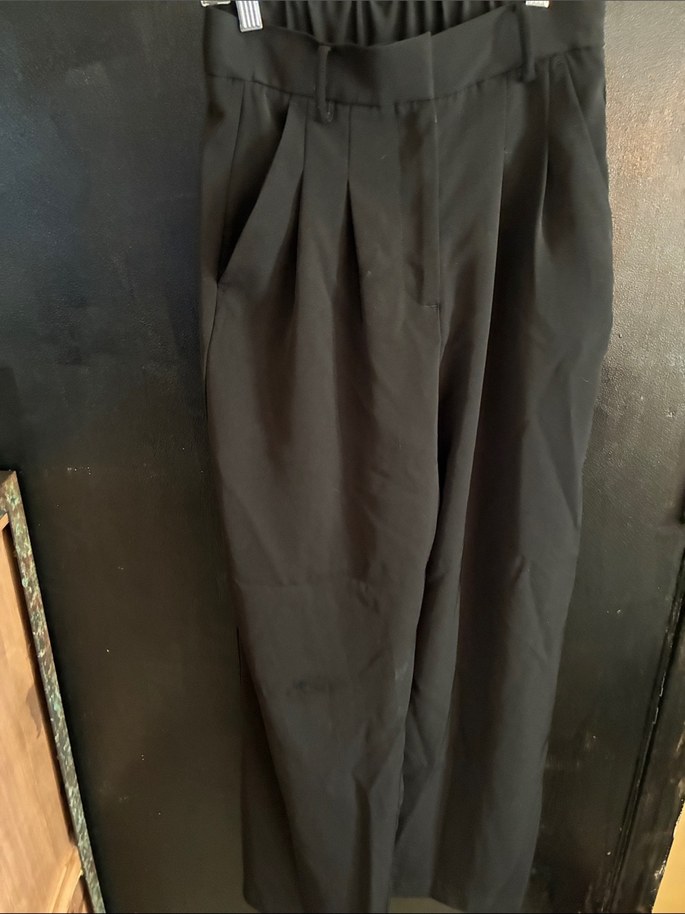 French Connection Black Pleated Trousers Wide Leg XS